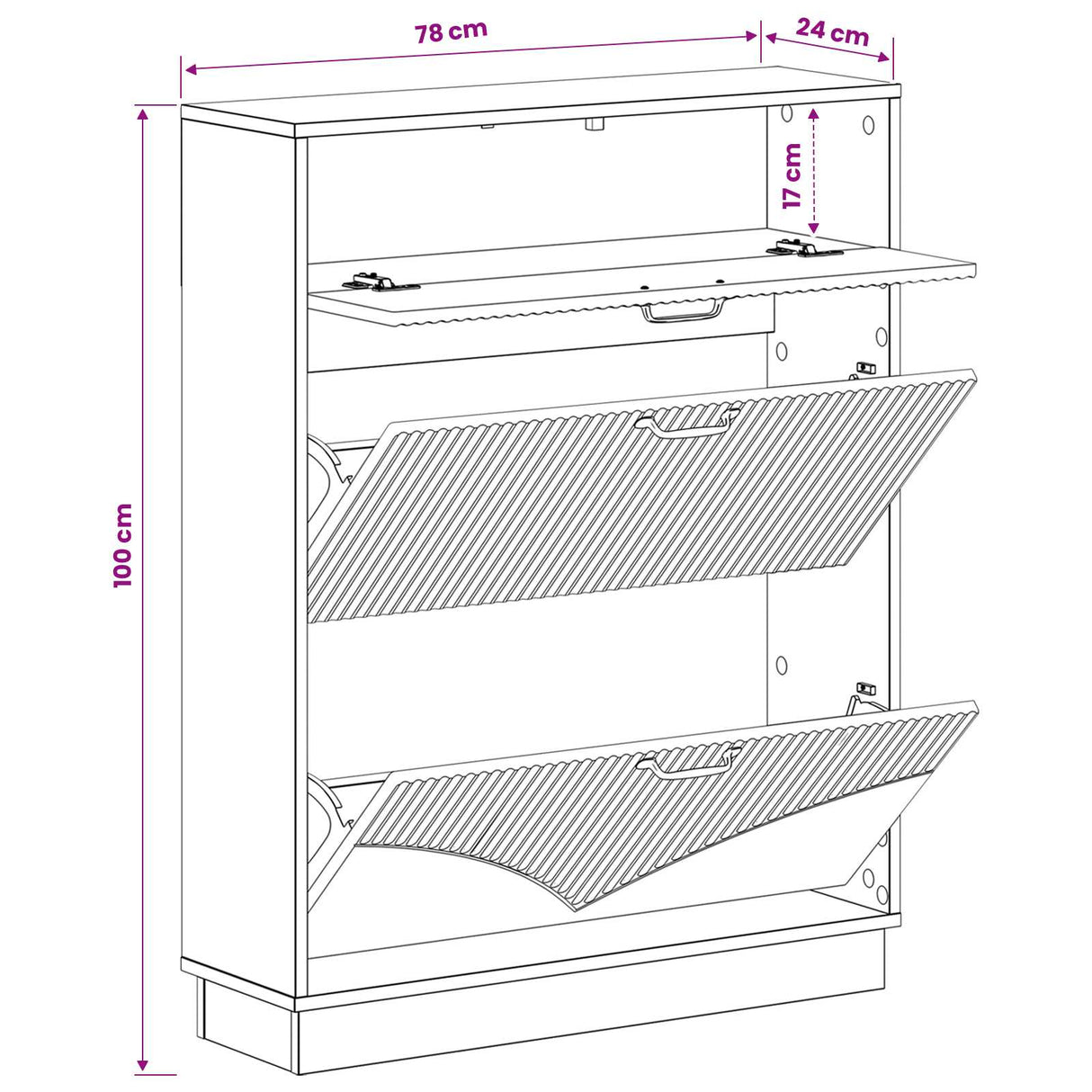 Shoe Cabinet HOORN 78 x 24 x 100 cm Engineered Wood White