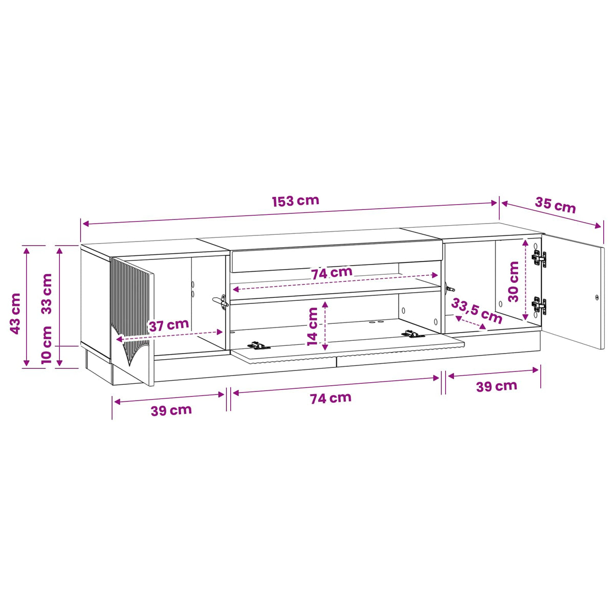 LED TV Cabinet White Engineered Wood