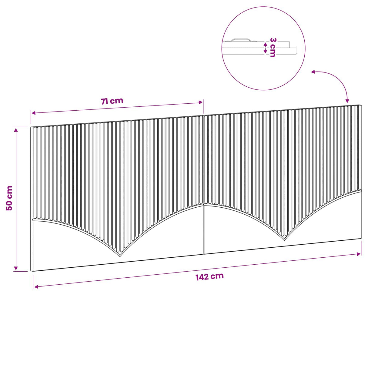 Wall-Mounted Headboard HOORN Sonoma Oak Engineered Wood