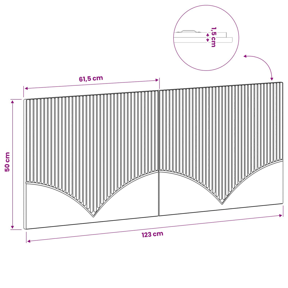 Wall-Mounted Headboard HOORN Sonoma Oak Engineered Wood