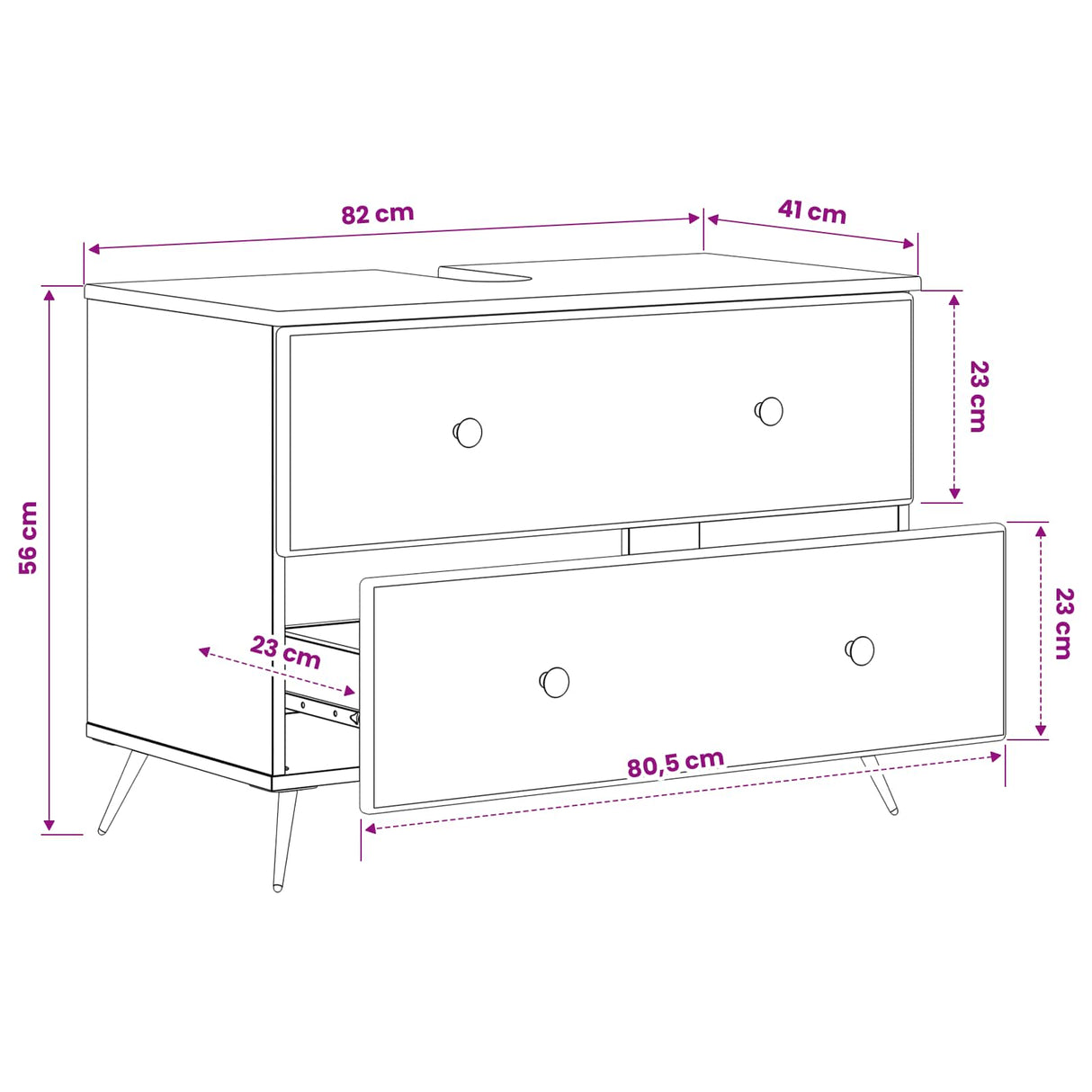 Bathroom Sink Cabinet BREDA White 82 x 41 x 59 cm