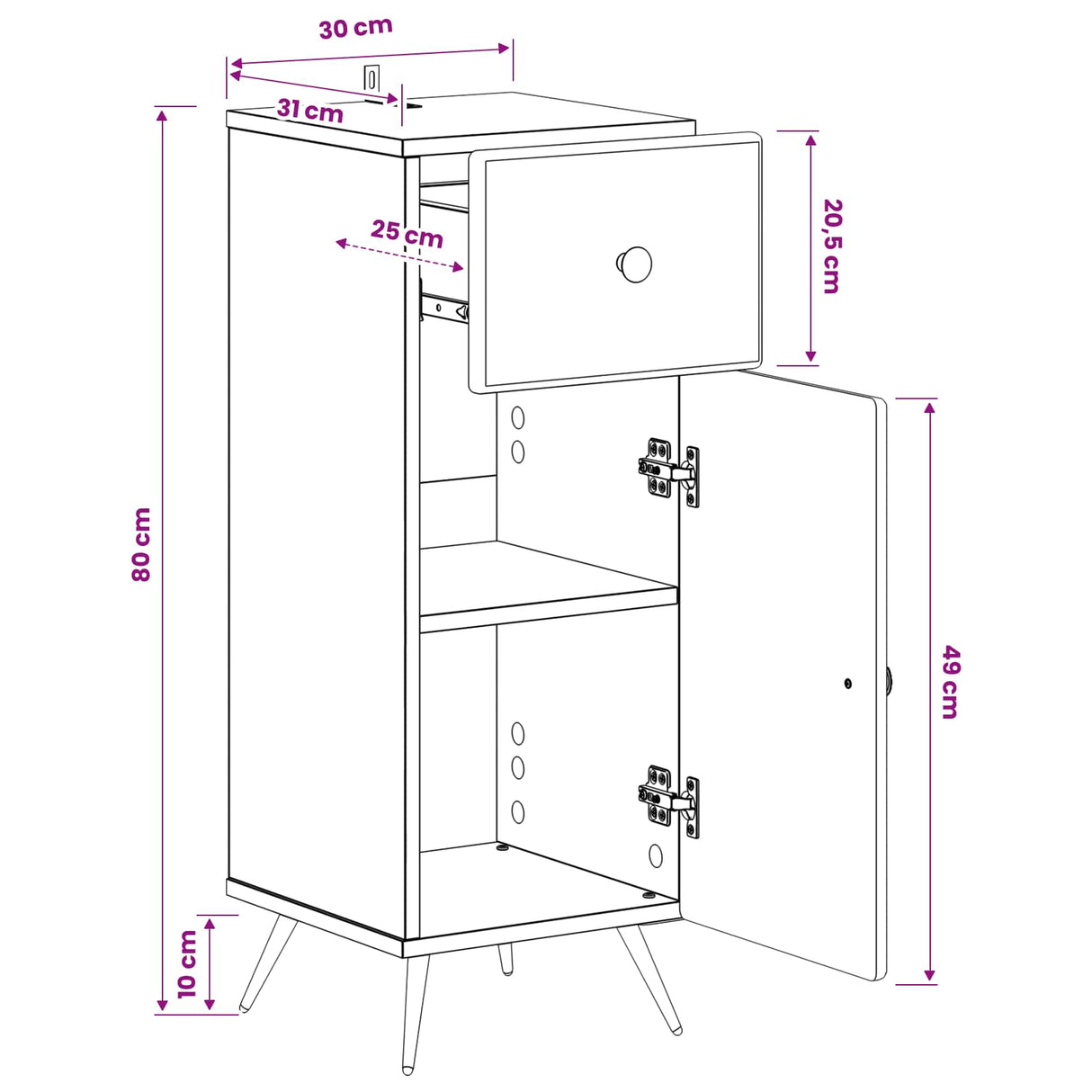 Bathroom Storage Cabinet BREDA White 30 x 31 x 80 cm