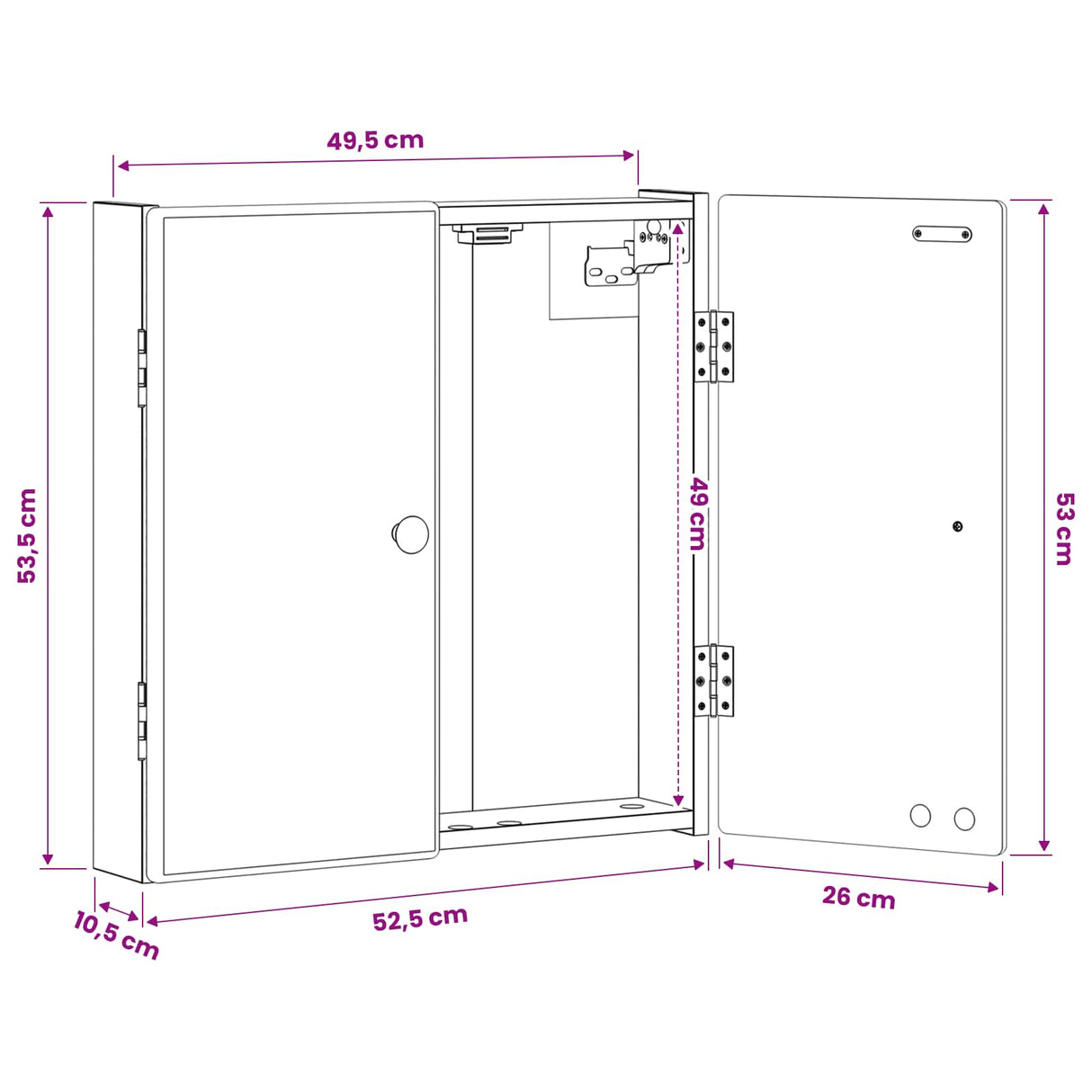 Dartboard Cabinet BREDA White 52.5 x 10.5 x 53.5 cm