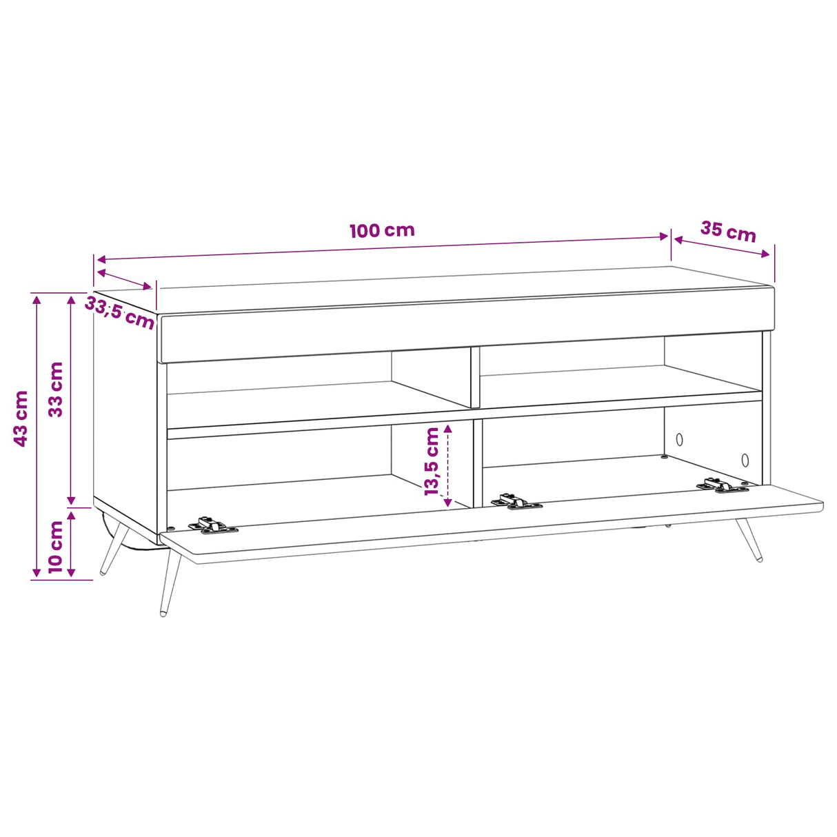 LED TV Cabinet White Engineered Wood