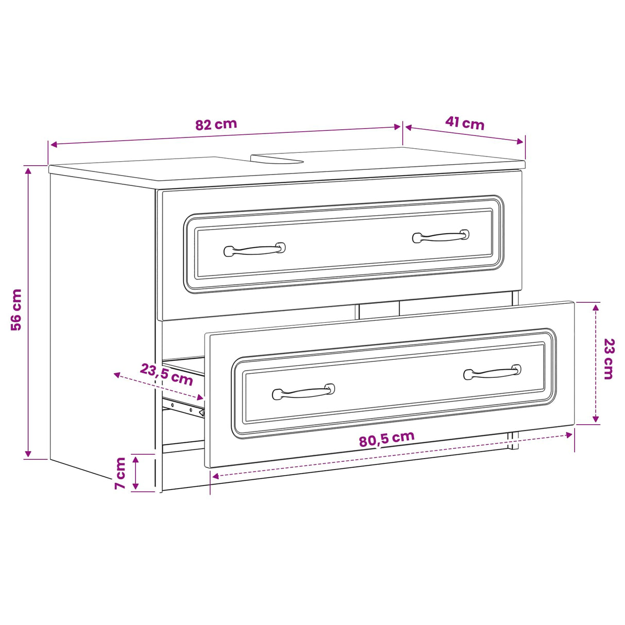 Bathroom Sink Cabinet UTRECHT White 82 x 41 x 56 cm