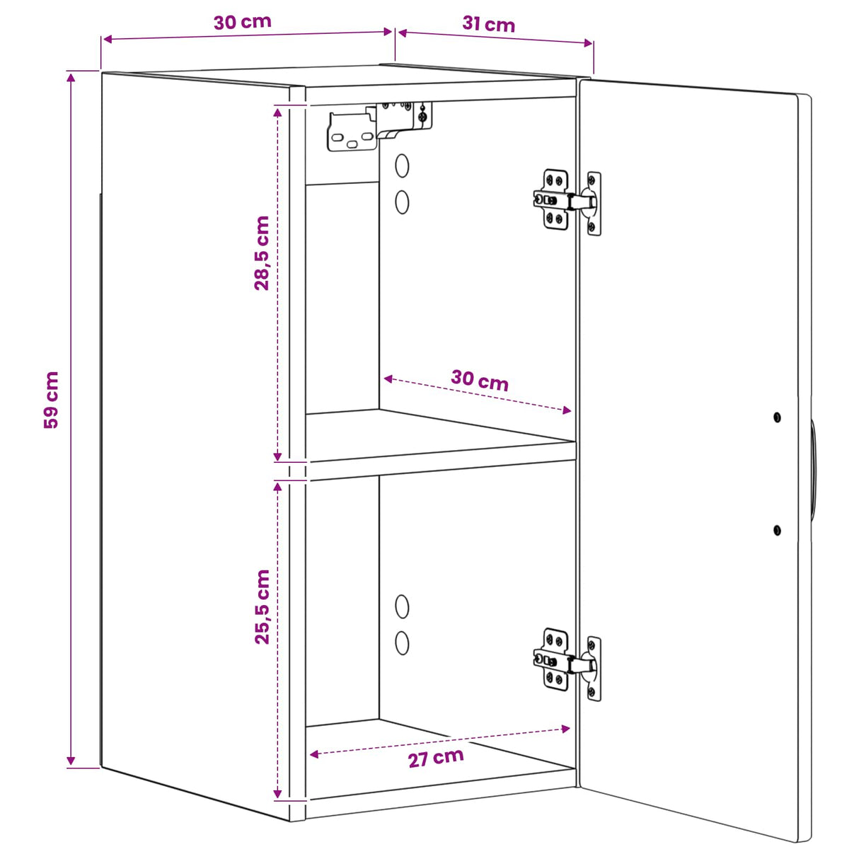 Bathroom Wall Cabinet UTRECHT White 30 x 31 x 59 cm