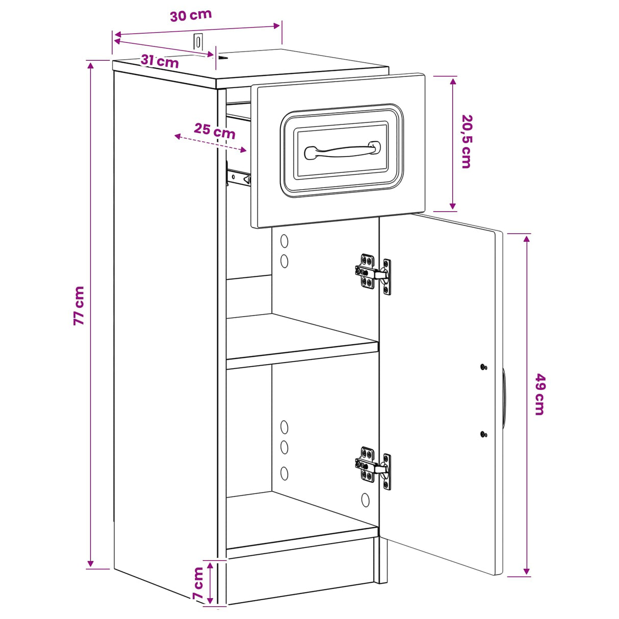 Bathroom Storage Cabinet UTRECHT White 30 x 31 x 77 cm