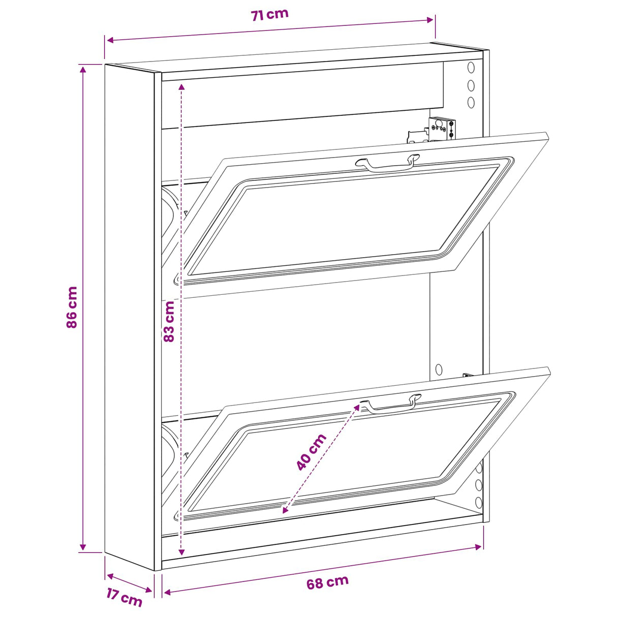 Wall-Mounted Shoe Cabinet UTRECHT 71 x 17 x 86 cm White