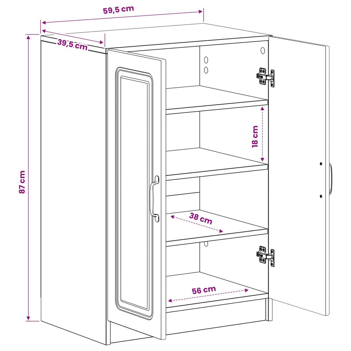 Shoe Cabinet UTRECHT 59.5 x 39.5 x 87 cm Engineered Wood White