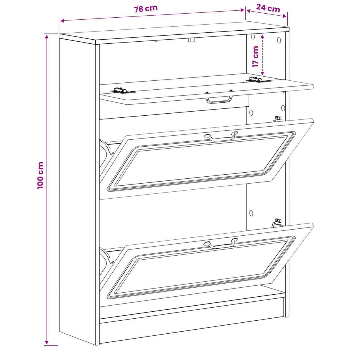 Shoe Cabinet UTRECHT 78 x 24 x 100 cm Engineered Wood White