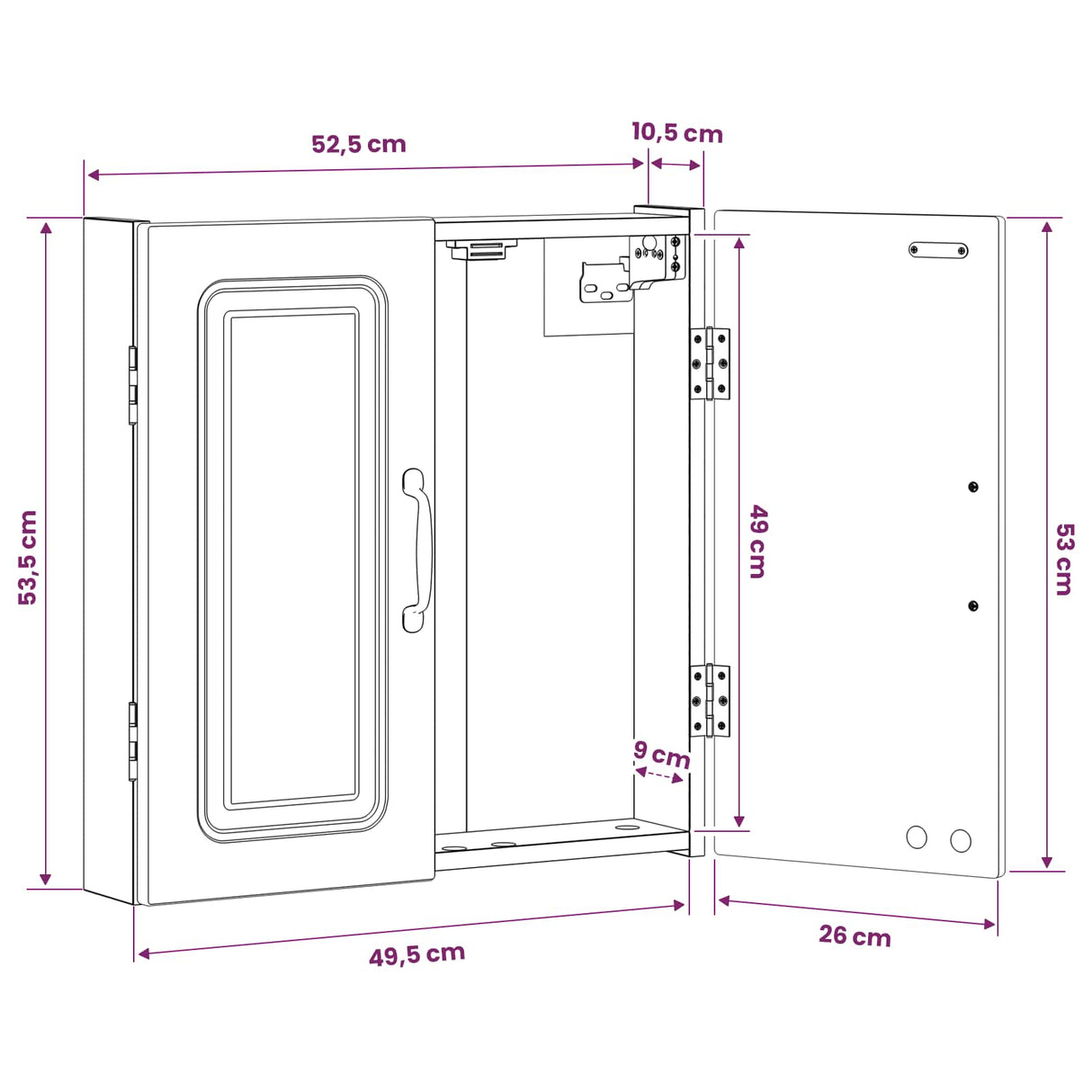 Dartboard Cabinet UTRECHT White 52.5 x 10.5 x 53.5 cm