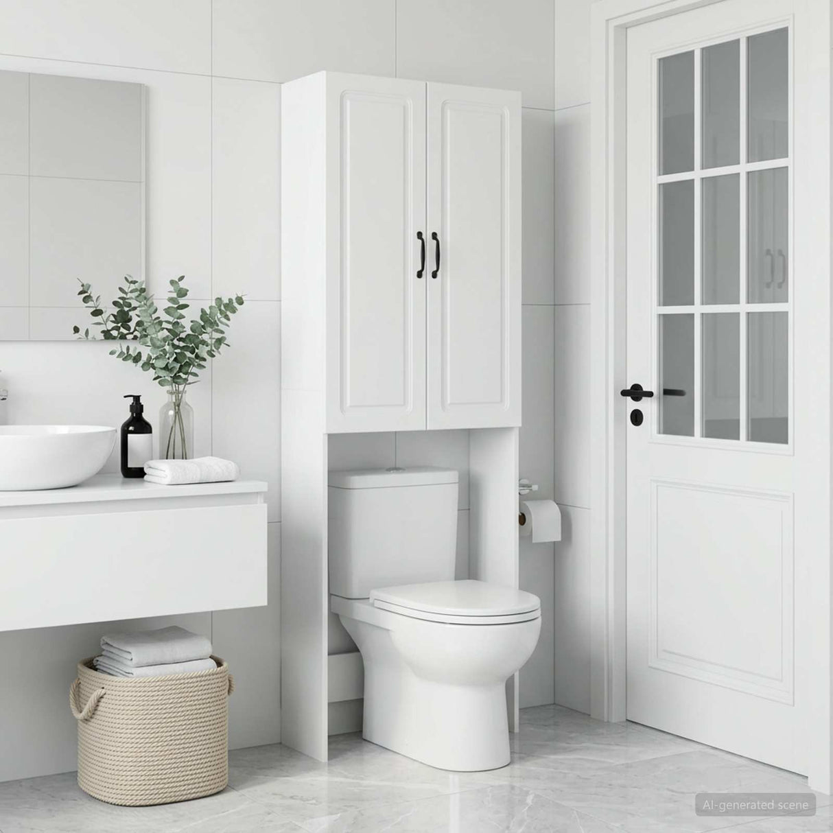 Toilet Cabinet UTRECHT White 66 x 25.5 x 190 cm Engineered Wood