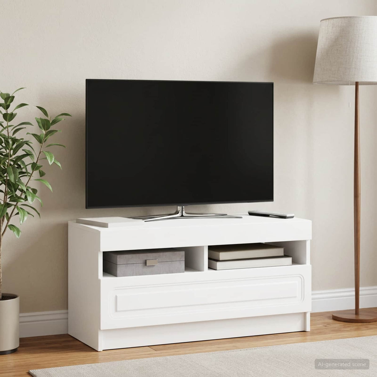 LED TV Cabinet White Engineered Wood