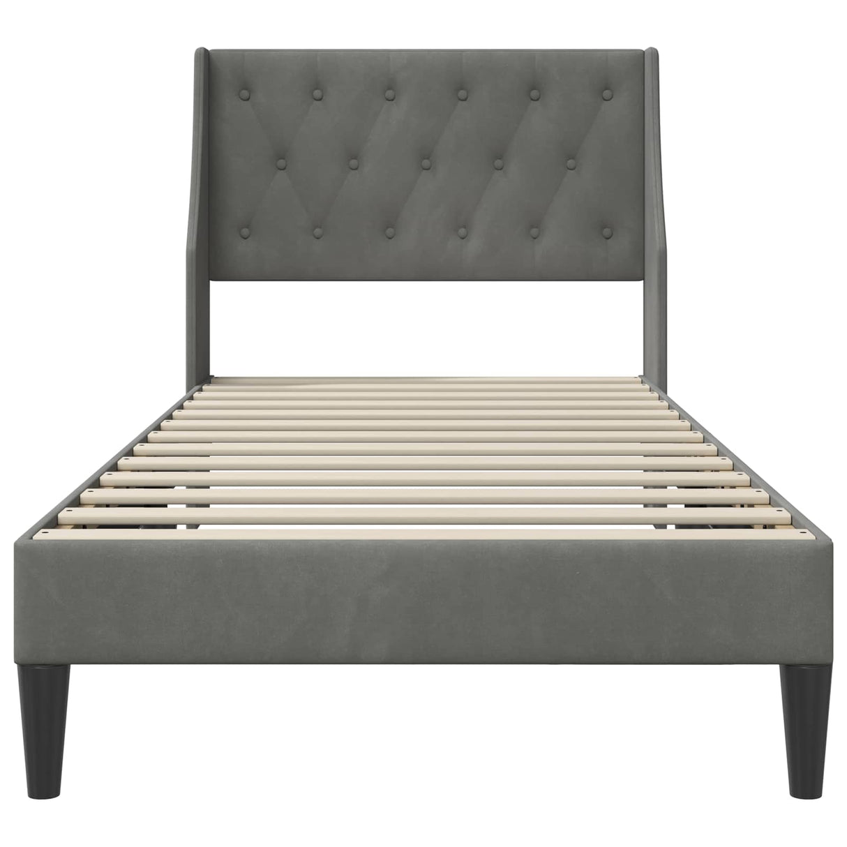 Bed Frame with Headboard Dark Grey 90 x 190 cm Velvet