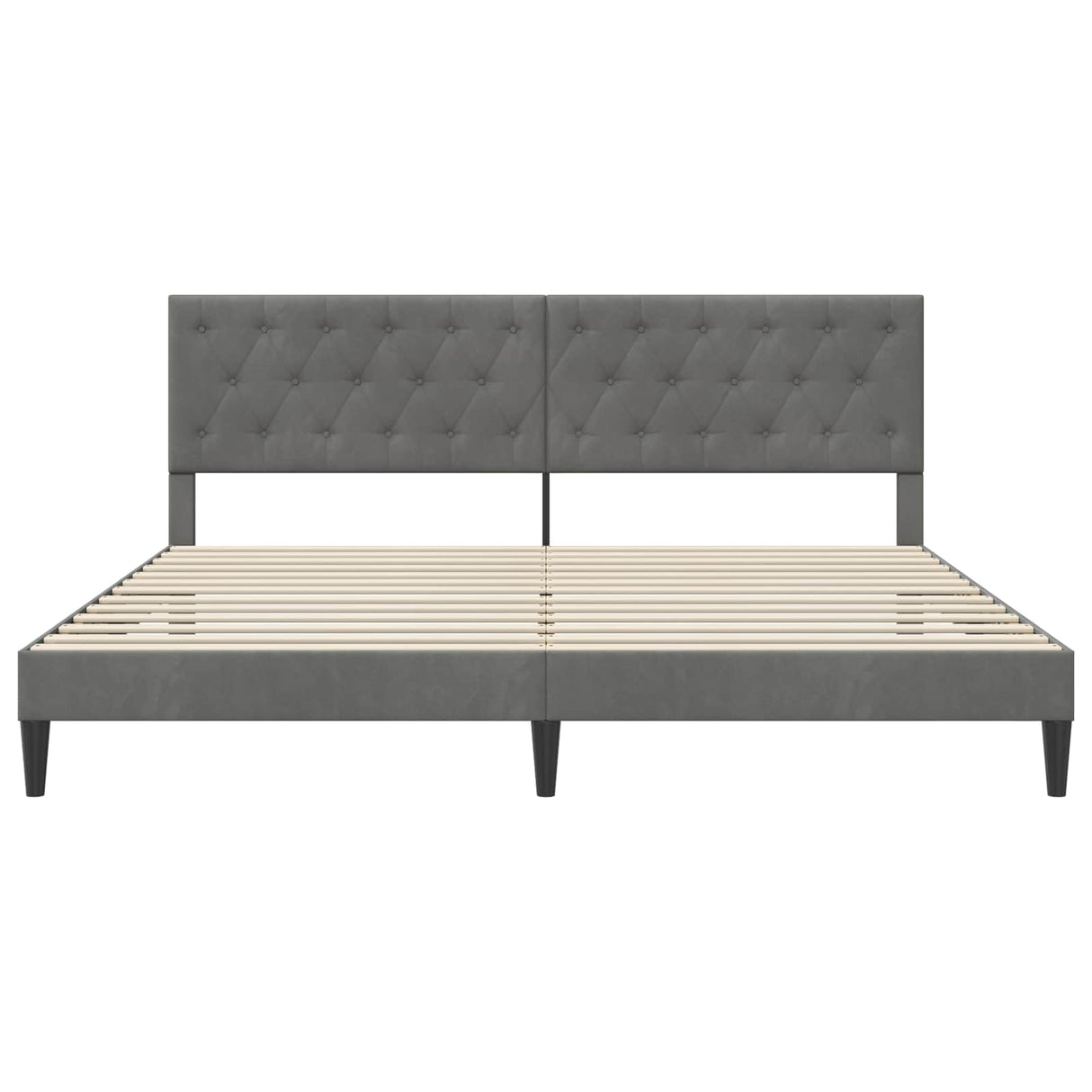 Bed Frame with Headboard Dark Grey 180 x 200 cm Velvet