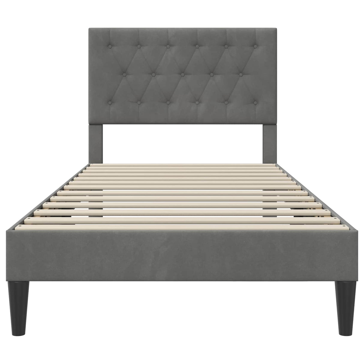 Bed Frame with Headboard Dark Grey 107 x 203 cm Velvet