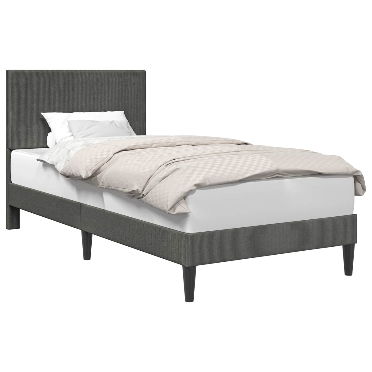 Bed Frame with Headboard Dark Grey 90 x 190 cm Corduroy Fabric