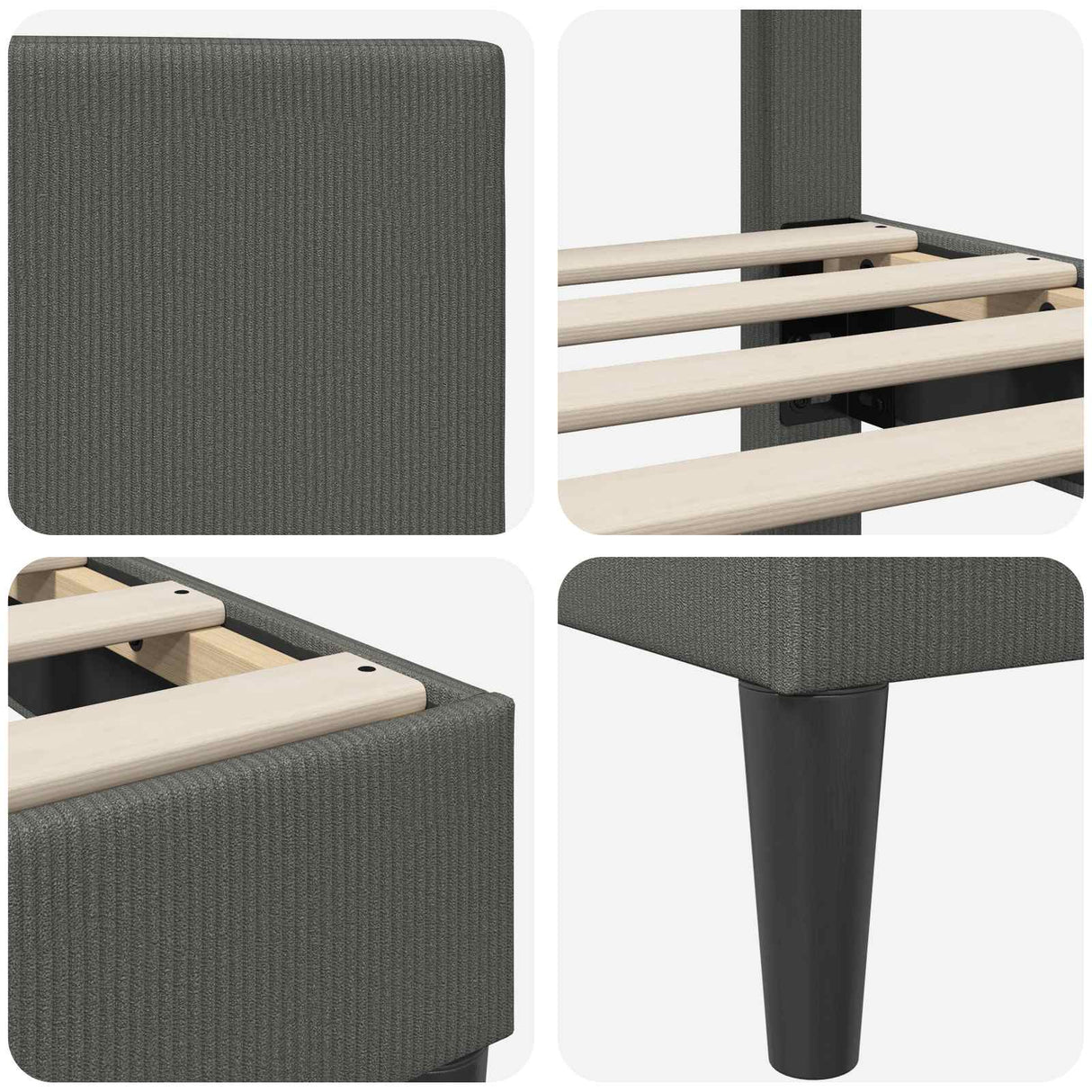 Bed Frame with Headboard Dark Grey 180 x 200 cm Corduroy Fabric