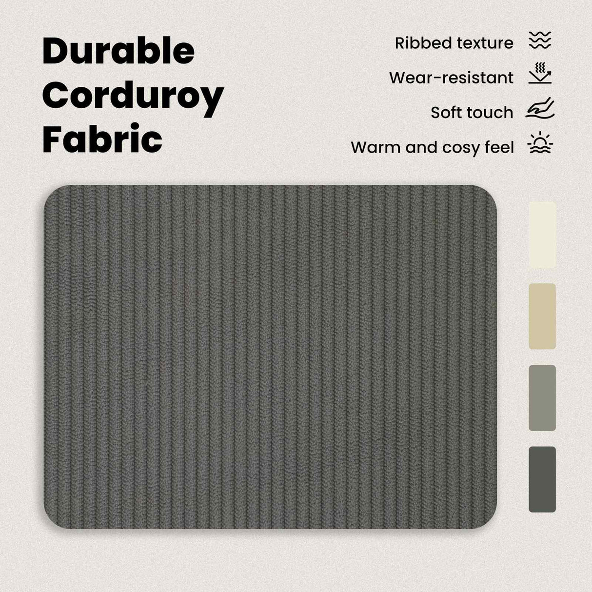 Bed Frame with Headboard Dark Grey 180 x 200 cm Corduroy Fabric