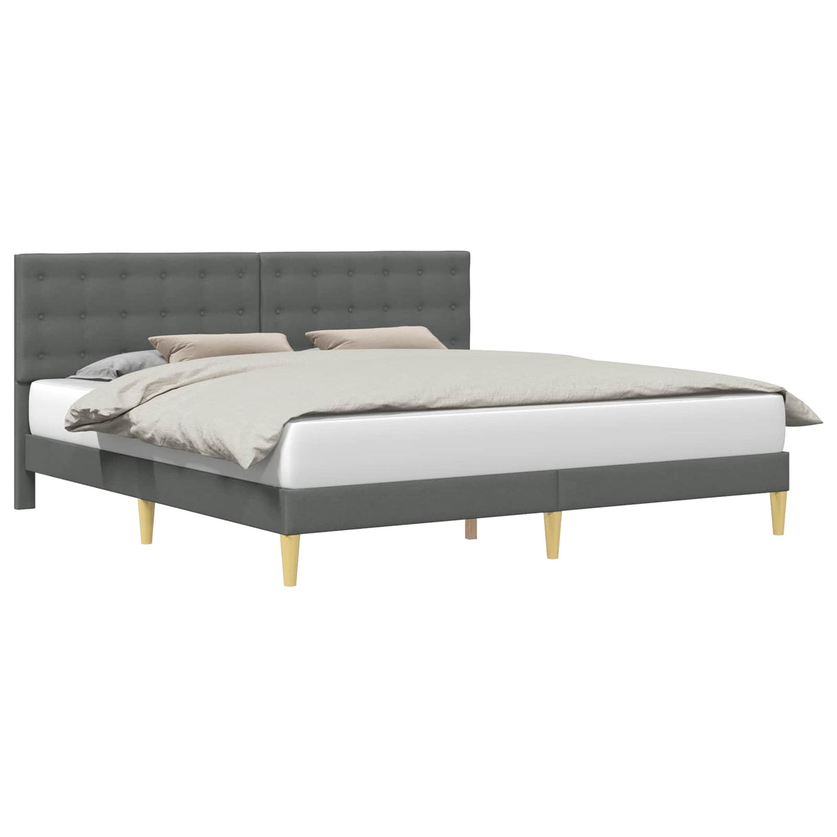Bed Frame with Headboard Dark Grey 180 x 200 cm Fabric