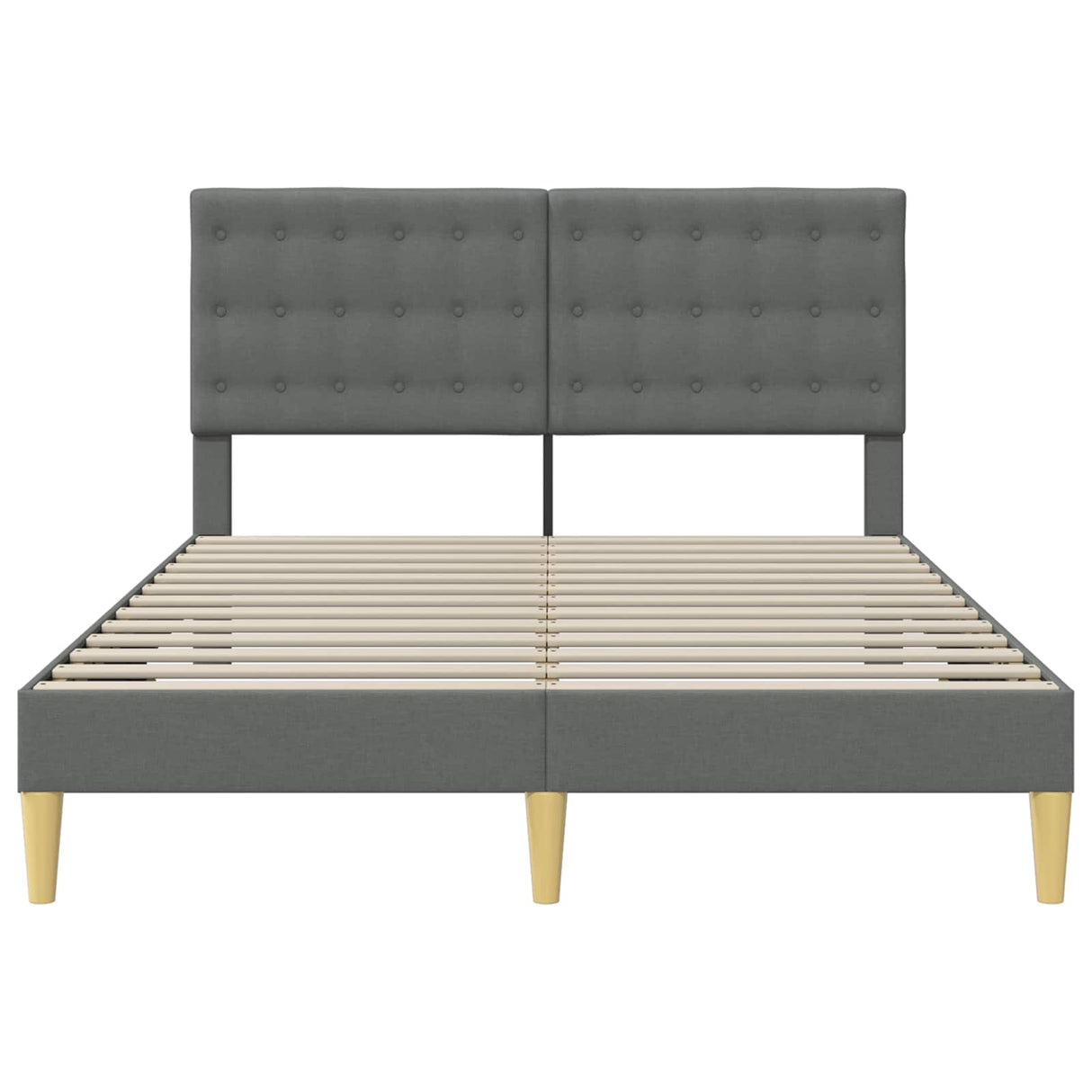 Bed Frame with Headboard Dark Grey 153 x 203 cm Fabric