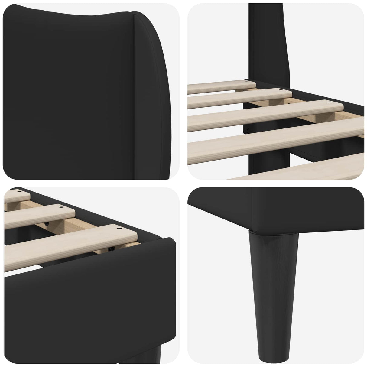 Bed Frame with Headboard Black 90 x 190 cm Faux Leather