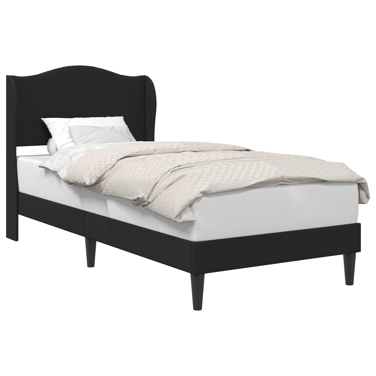 Bed Frame with Headboard Black 90 x 190 cm Faux Leather