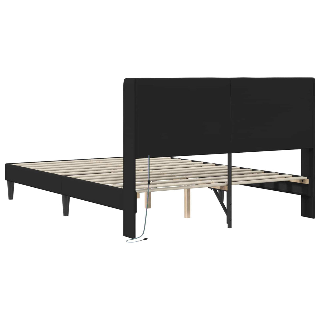 Bed Frame with LED Strip Lights Black 137 x 190 cm Faux Leather