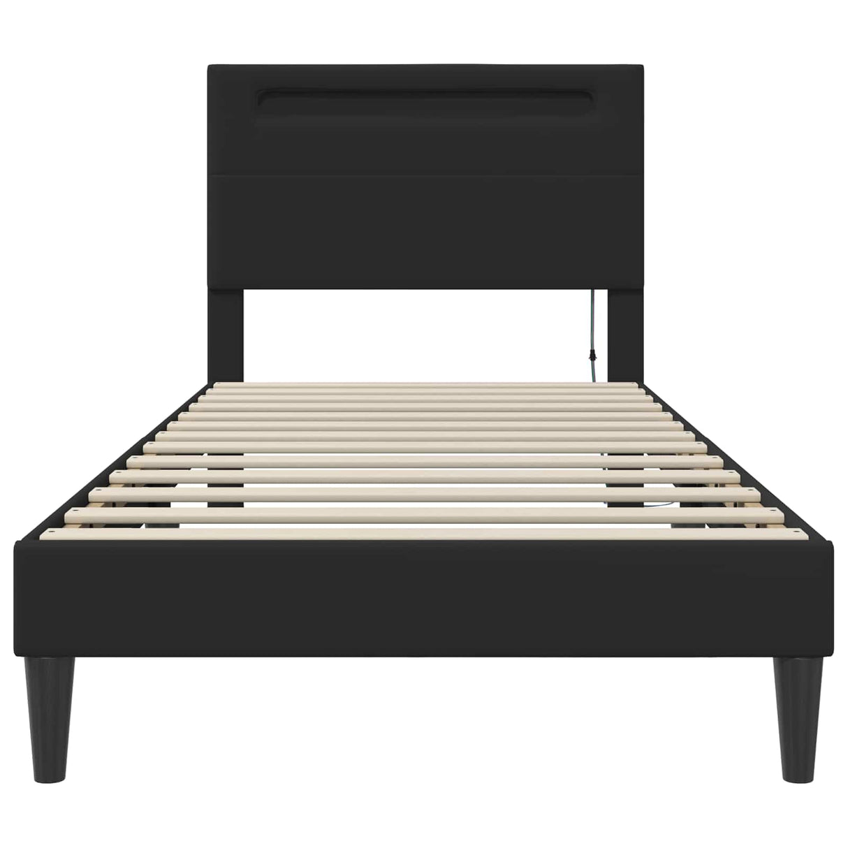 Bed Frame with LED Strip Lights Black 90 x 190 cm Faux Leather