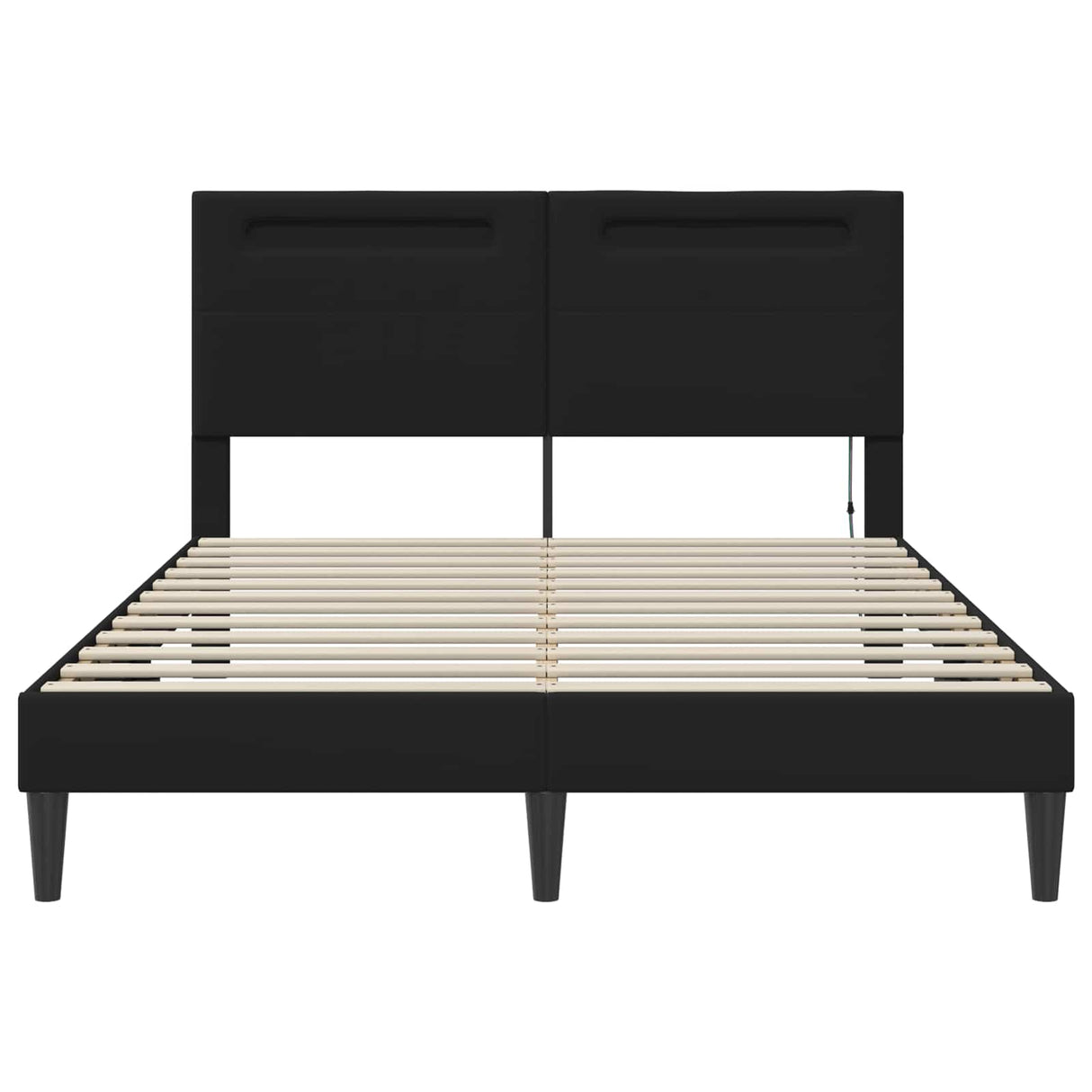 Bed Frame with LED Strip Lights Black 137 x 190 cm Faux Leather