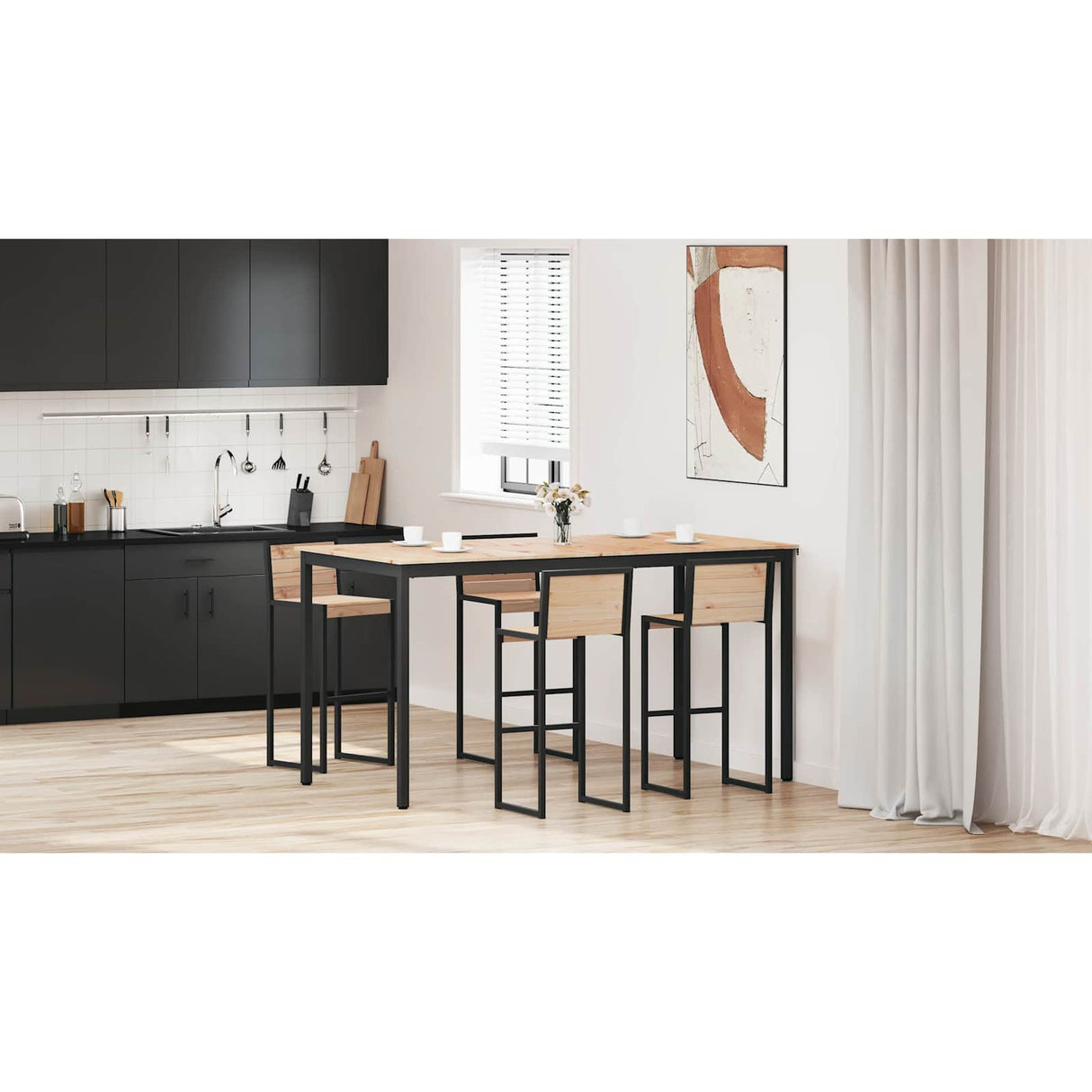 Bar Table Natural 200 x 100 x 105 cm Solid Pine Wood