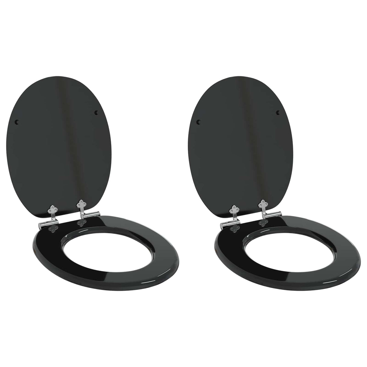 Soft-Close Toilet Seat 2 pcs Black 44 x 38 cm MDF board