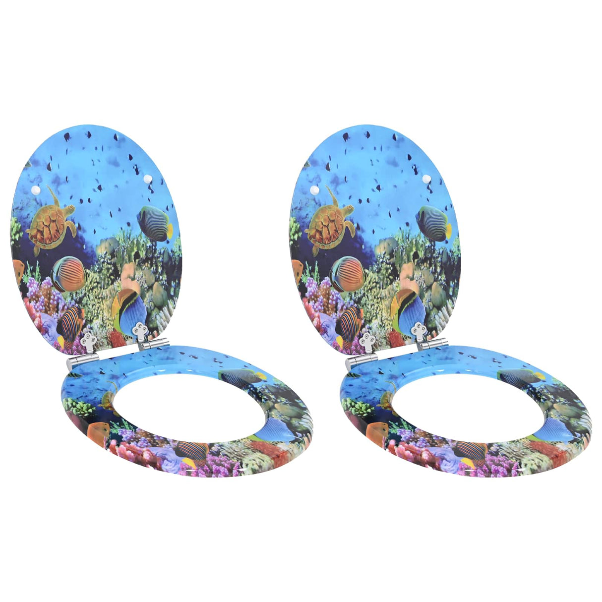 Soft-Close Toilet Seat 2 pcs Deep Sea Blue 44 x 38 cm MDF board