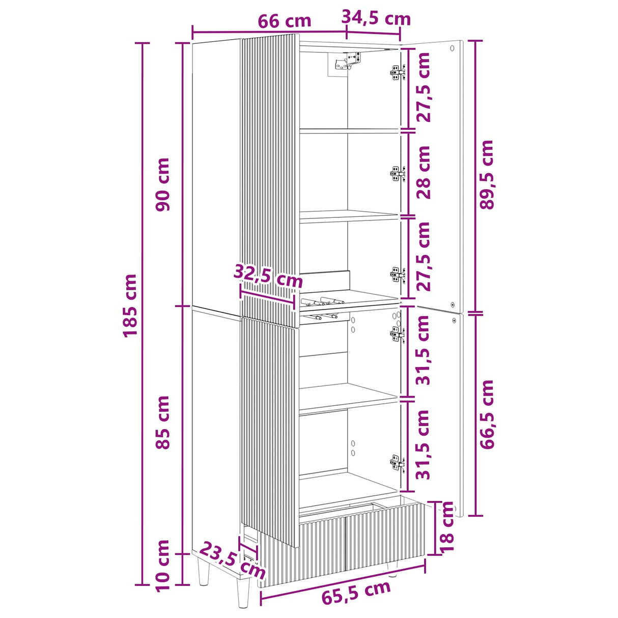 Cabinet Set 2 pcs 66 x 34.5 x 95 cm Engineered Wood