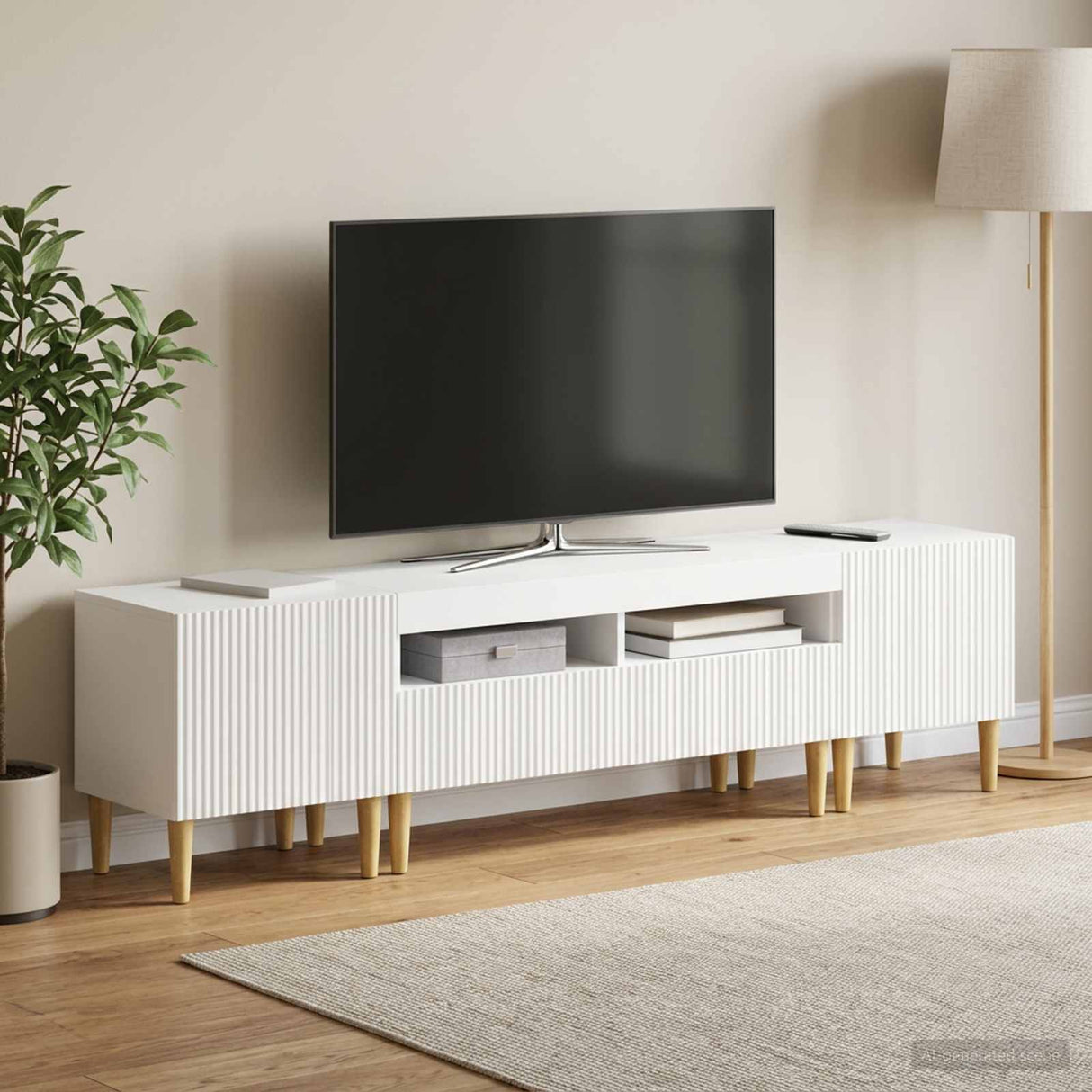 3 Piece LED TV Cabinet ARNHEM 3 pcs White Engineered Wood