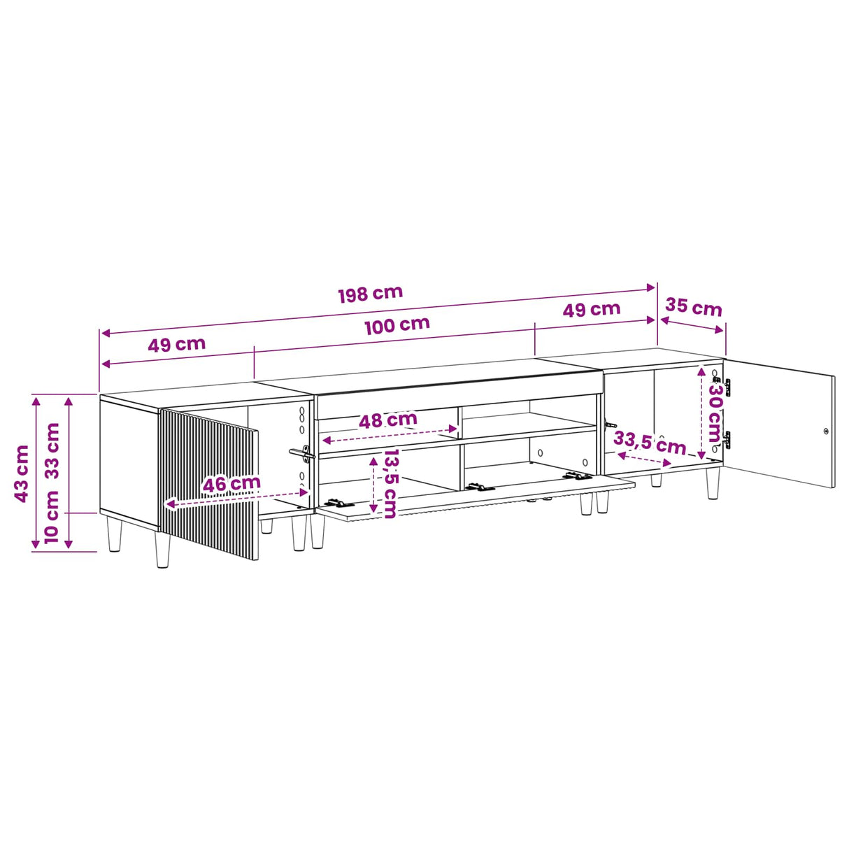 3 Piece LED TV Cabinet ARNHEM 3 pcs White Engineered Wood