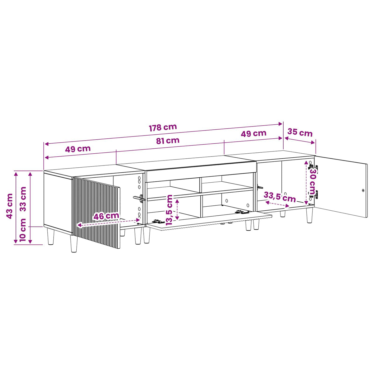 3 Piece LED TV Cabinet ARNHEM 3 pcs White Engineered Wood