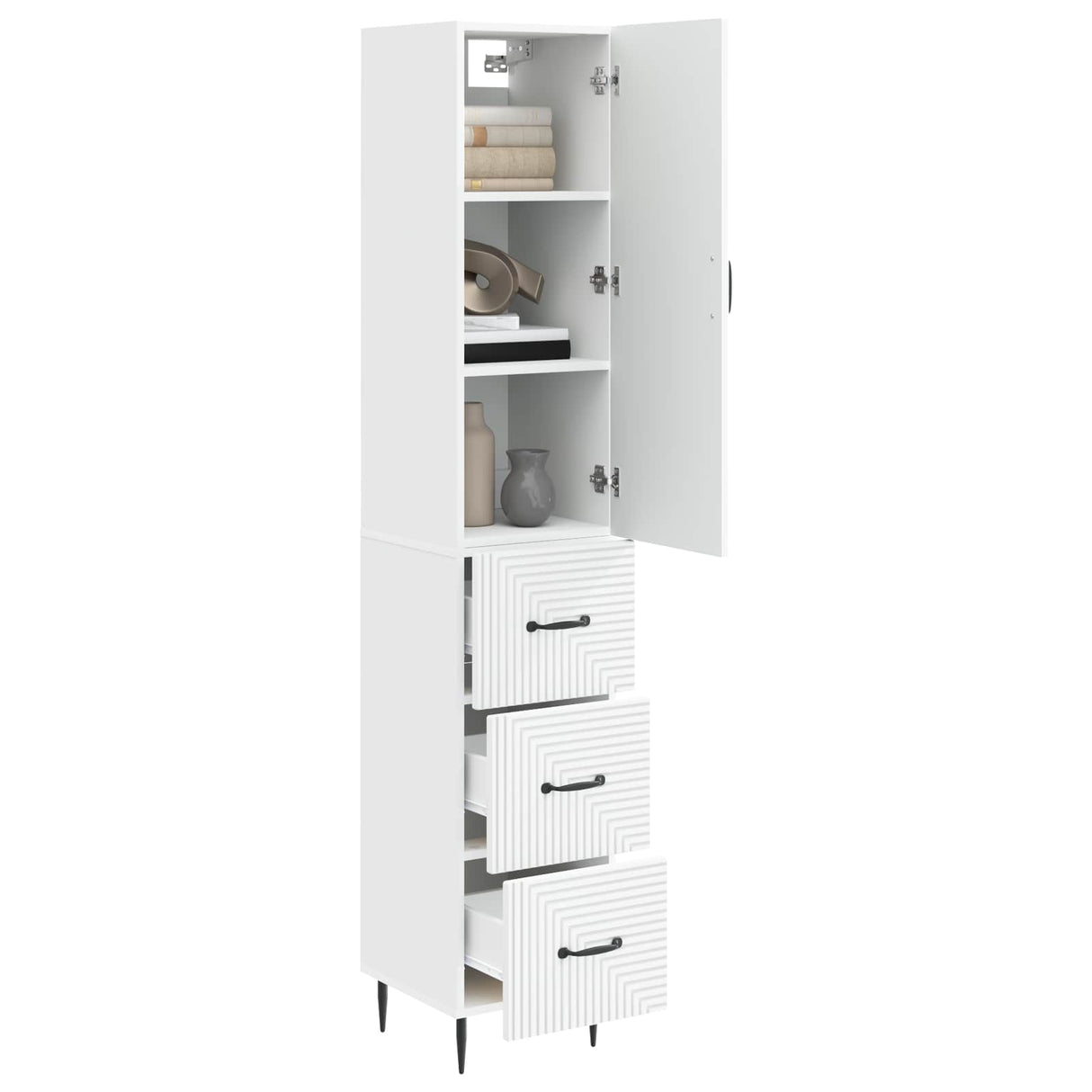 Cabinet Set 2 pcs White 33 x 34.5 x 90 cm Engineered Wood