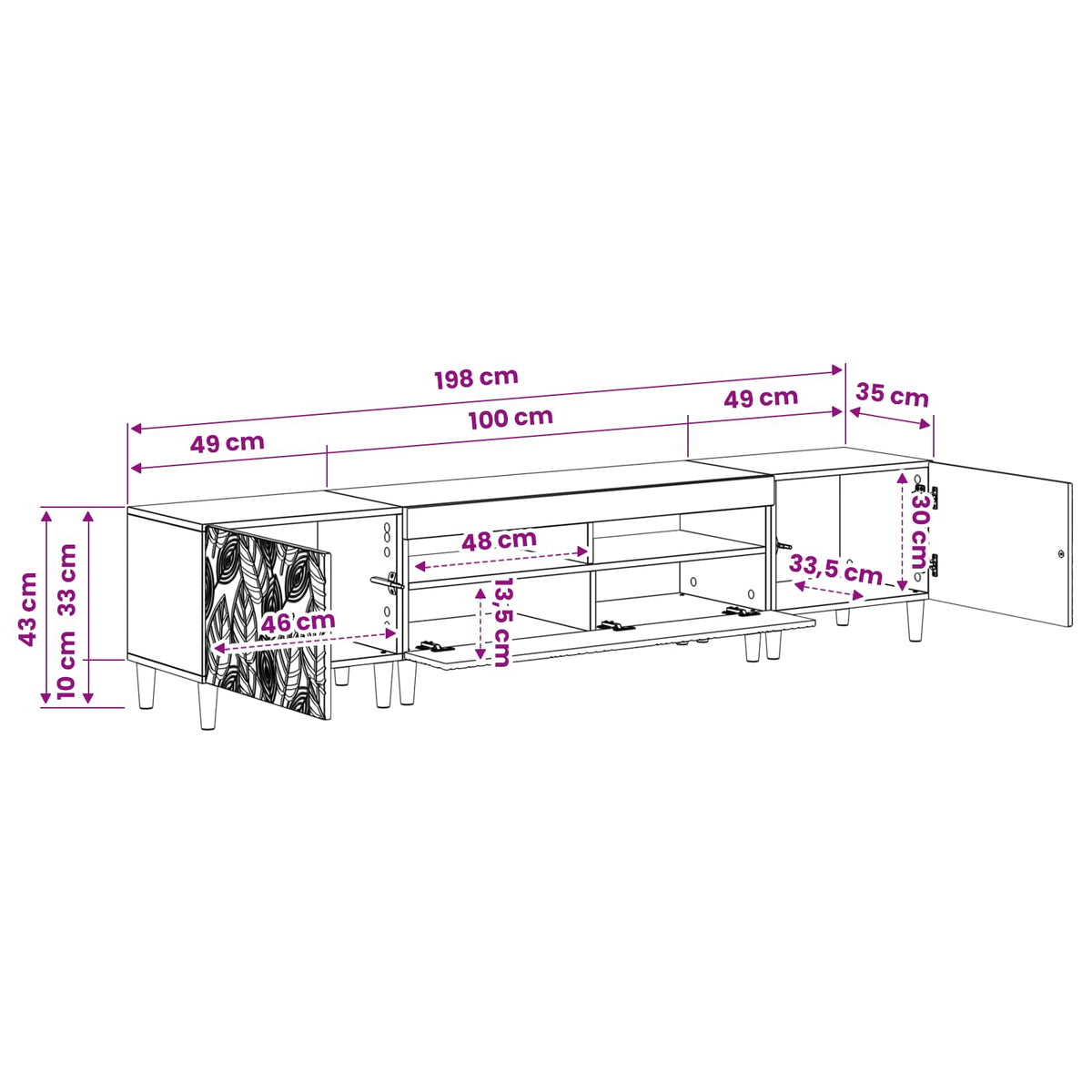 3 Piece LED TV Cabinet DELFT White Engineered Wood