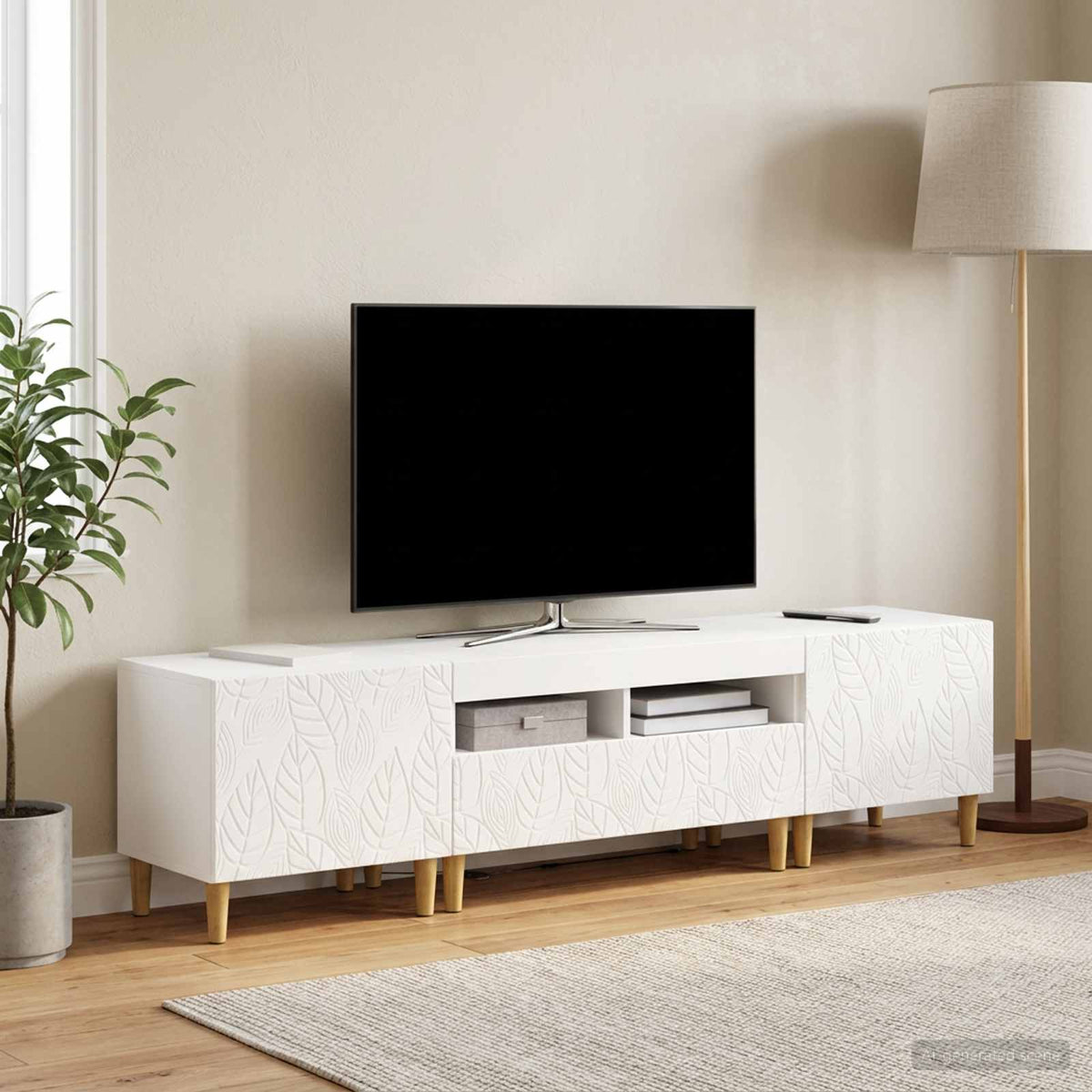 3 Piece LED TV Cabinet DELFT White Engineered Wood