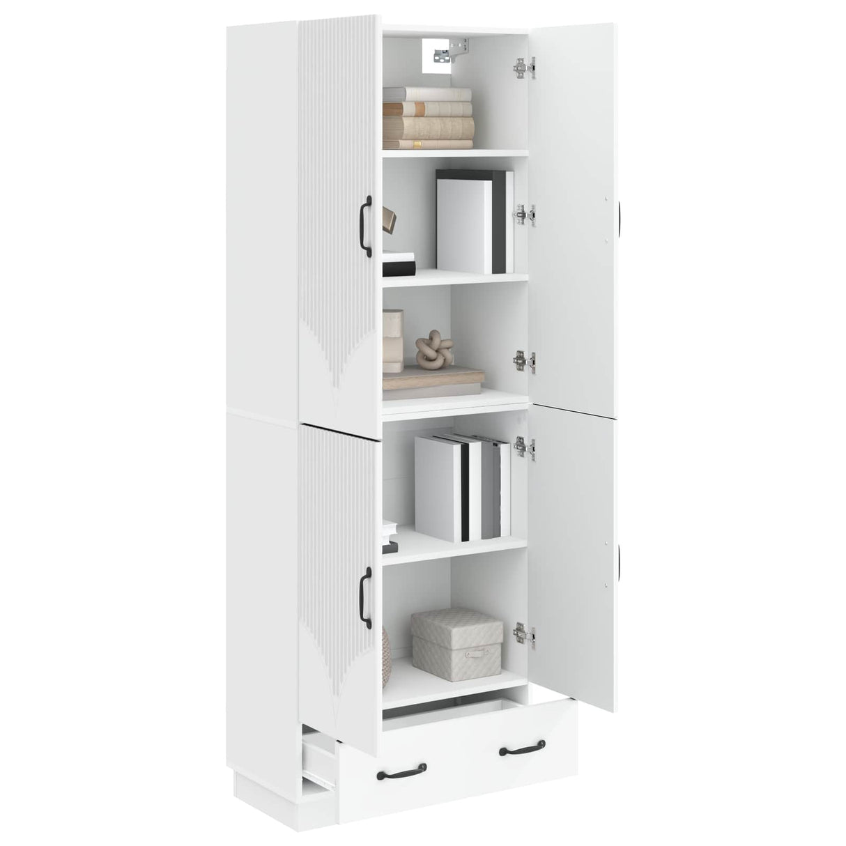 Cabinet Set 2 pcs White Engineered Wood