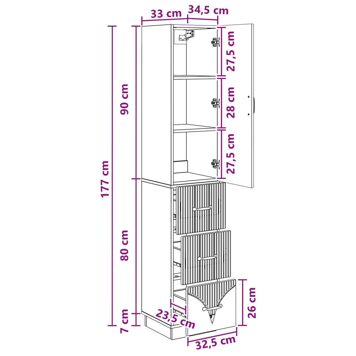 Cabinet Set 2 pcs White 33 x 34.5 x 87 cm Engineered Wood