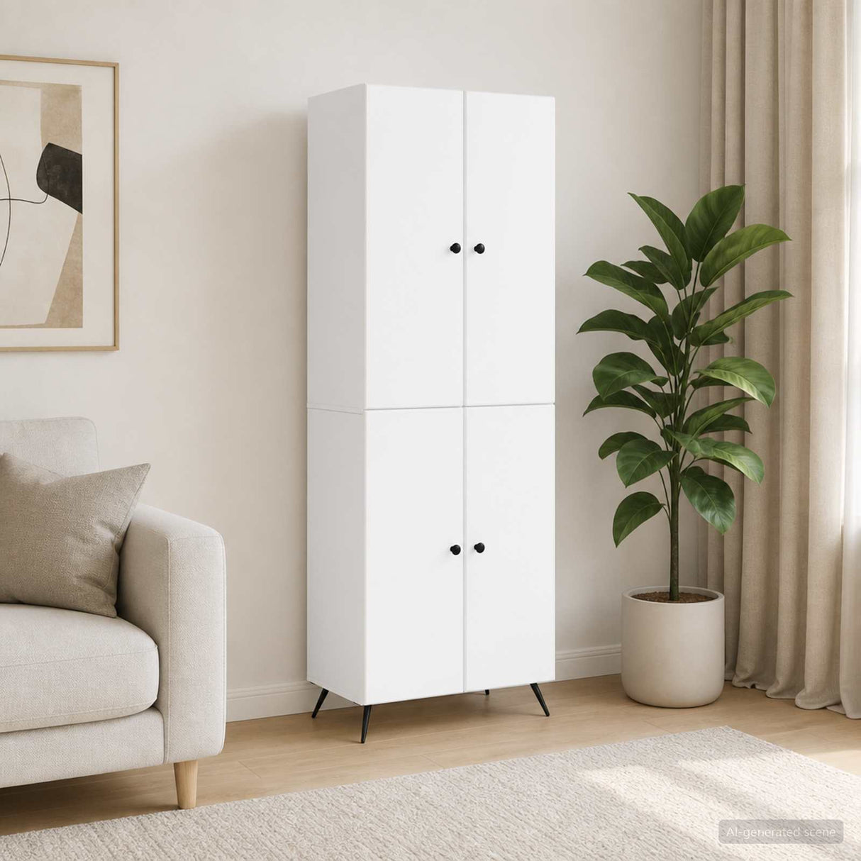 Cabinet Set 2 pcs White Engineered Wood
