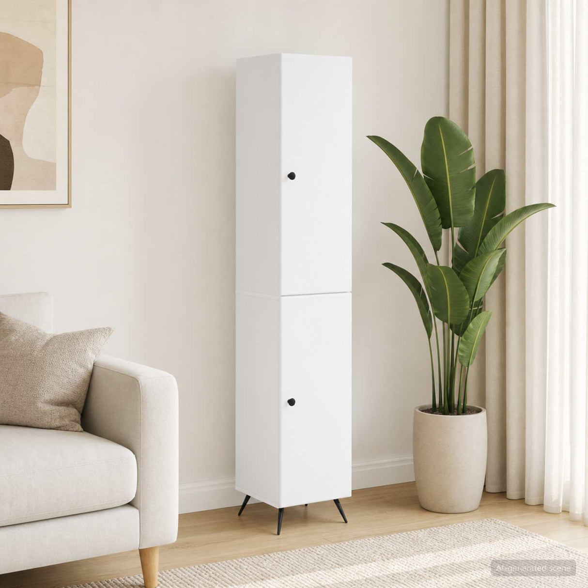 Cabinet Set 2 pcs White Engineered Wood