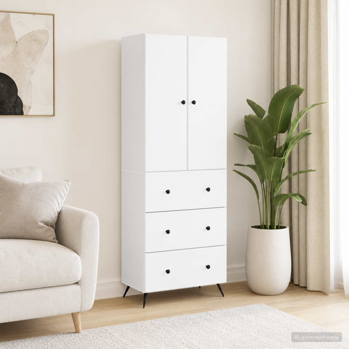 Cabinet Set 2 pcs White 66 x 34.5 x 90 cm Engineered Wood