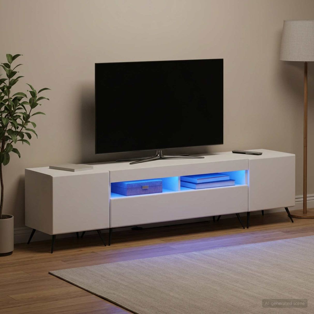 LED TV Cabinet BREDA 3 pcs White Engineered Wood