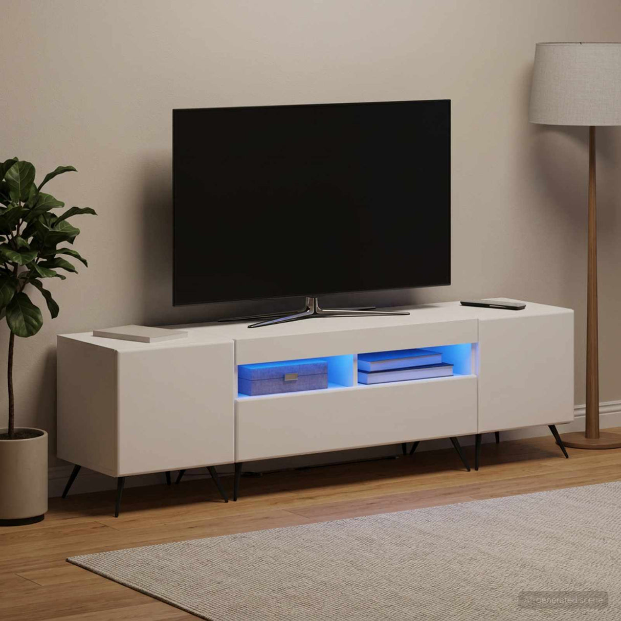 LED TV Cabinet BREDA 3 pcs White Engineered Wood
