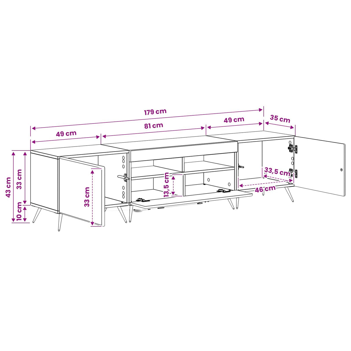 LED TV Cabinet BREDA 3 pcs White Engineered Wood