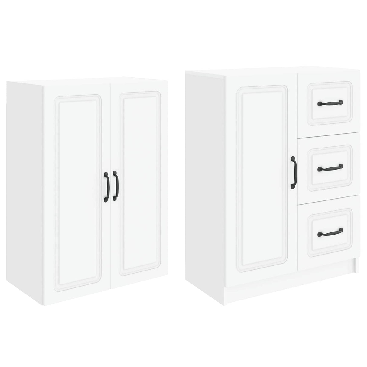 Cabinet Set 2 pcs White Engineered Wood