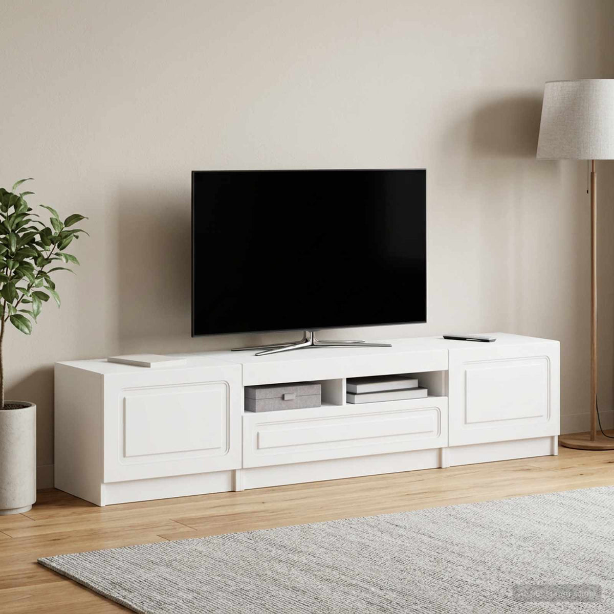 LED TV Cabinet UTRECHT 3 pcs White Engineered Wood